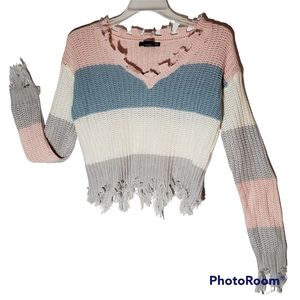 Trendy Threads pink Rose/gray knitted Sweater